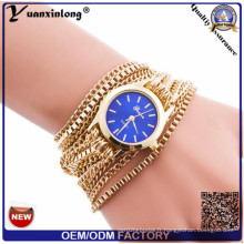 Yxl-398 2016 Genève En Gros Quartz Weave Autour Alliage Bracelet Montre Mode Lady Femme Montre-Bracelet